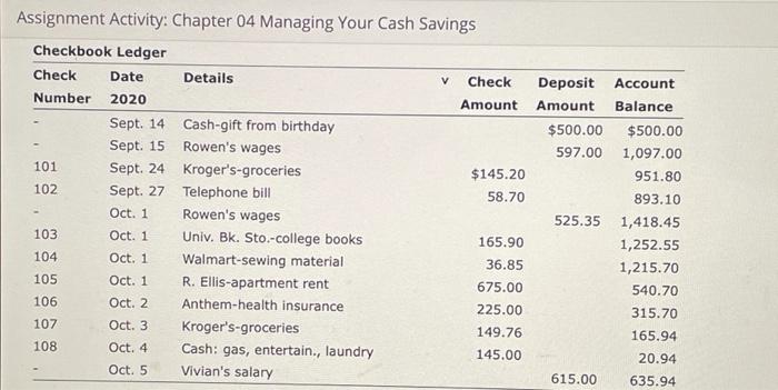 Balancing your checking account chapter 8 lesson 4